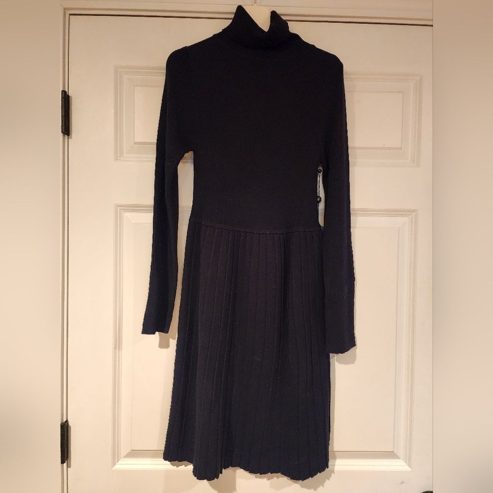 NWT Adrianna Papell black long sleeve turtleneck sweater dress